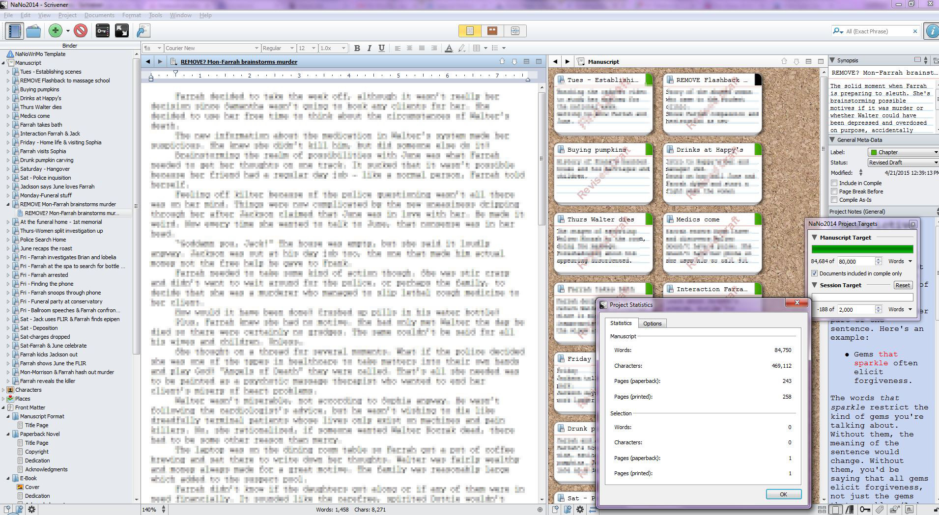 Scrivener Screen for NaNoWriMo Novel