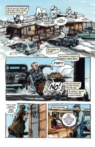 Comixology Originals She's Running on Fumes issue 1 interior page 6 writer Dennis Hopeless artist Tyler Jenkins water colors by Hilary Jenkins lettering by Hassan Otsame-Elhau