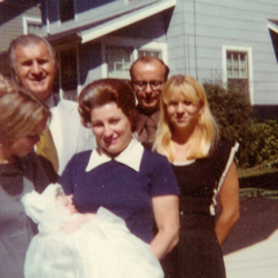 1972 baptism my parents, my godmother, and two other adults