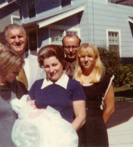 1972 baptism my parents, my godmother, and two other adults