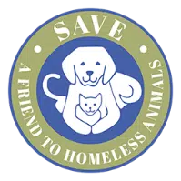 SAVE logo illustrated dog and cat lying together A friend to homeless animals