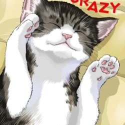 book cover (pending licensing approval); a grey striped tabby with white tuxedo pattern over lower face, belly, and boots and pink toes, nose, and inner ears